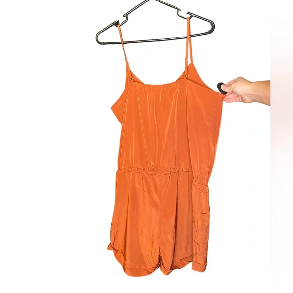 NWT J. Crew burnt orange sleeveless romper adjustable straps with pockets medium